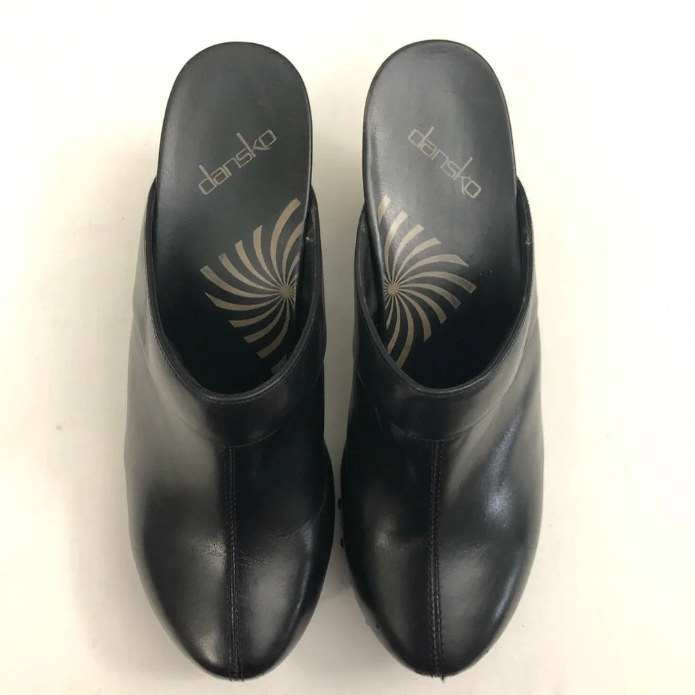 DANSKO Sz 40 Leather Heel Clog Mules - Picture 7 of 14